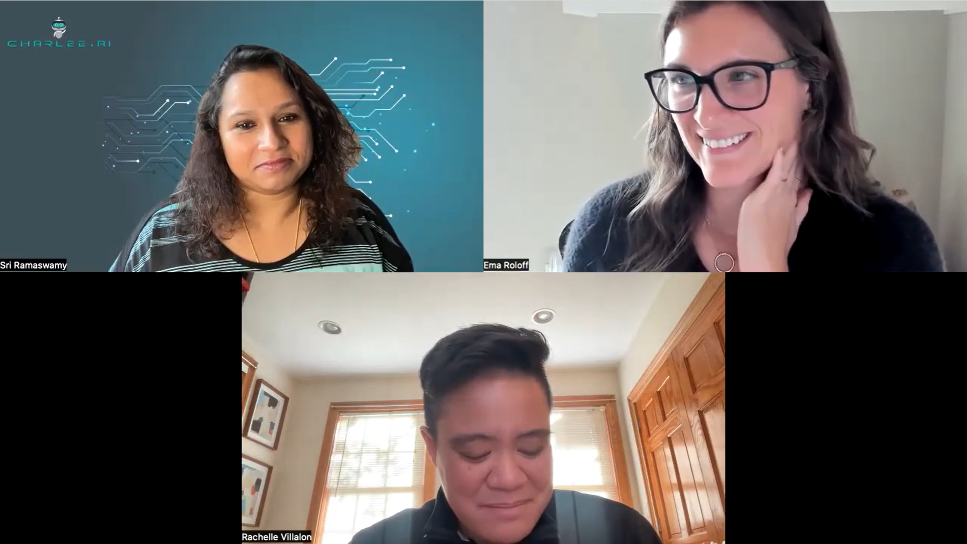 Episode 35: Guest host Ema Roloff from Roloff Consulting interview Sri Ramaswamy from CharleeAI and Rachelle Villalon from Hosta aI